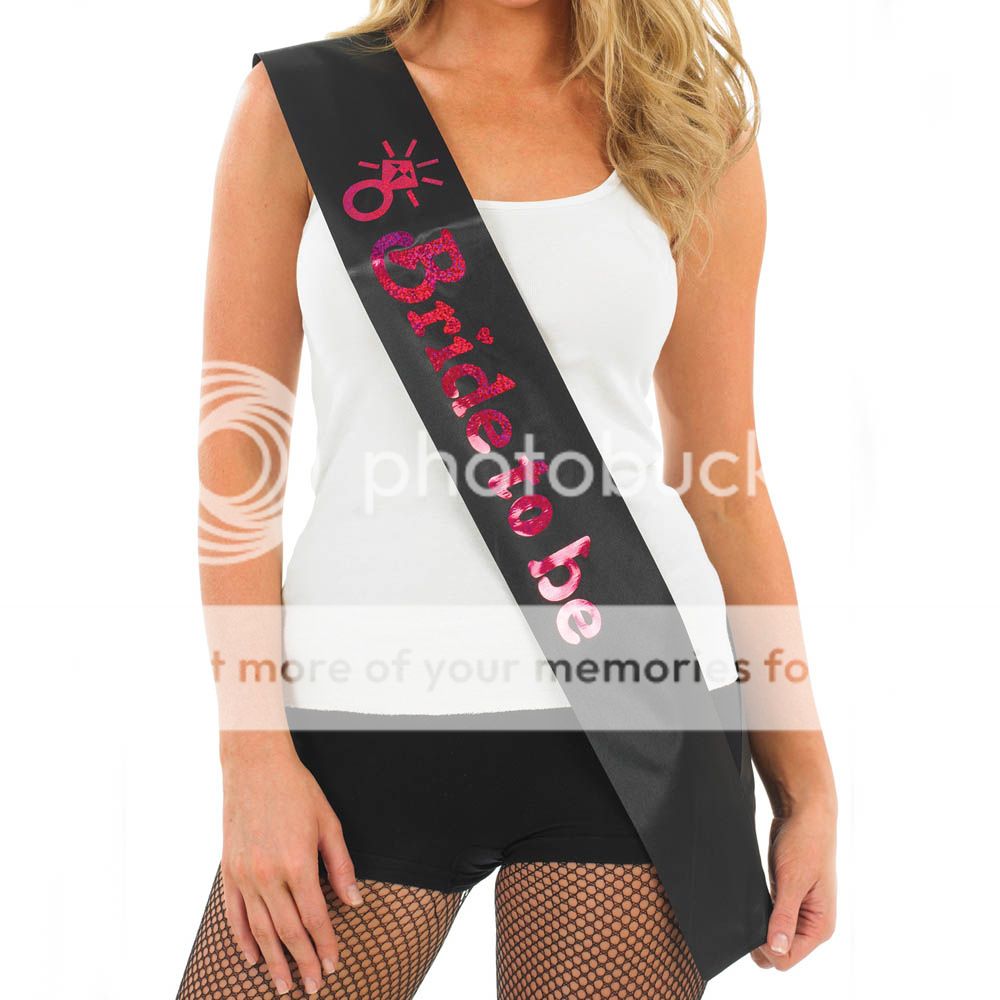 adult holographic hen party bride to be girl black sash ps